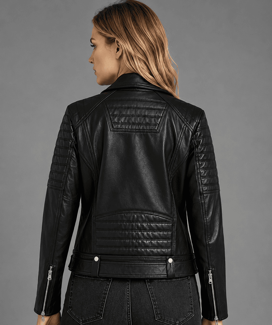 Women’s Double Stitch Leather Biker Jacket – Durable Craftsmanship & Bold Style