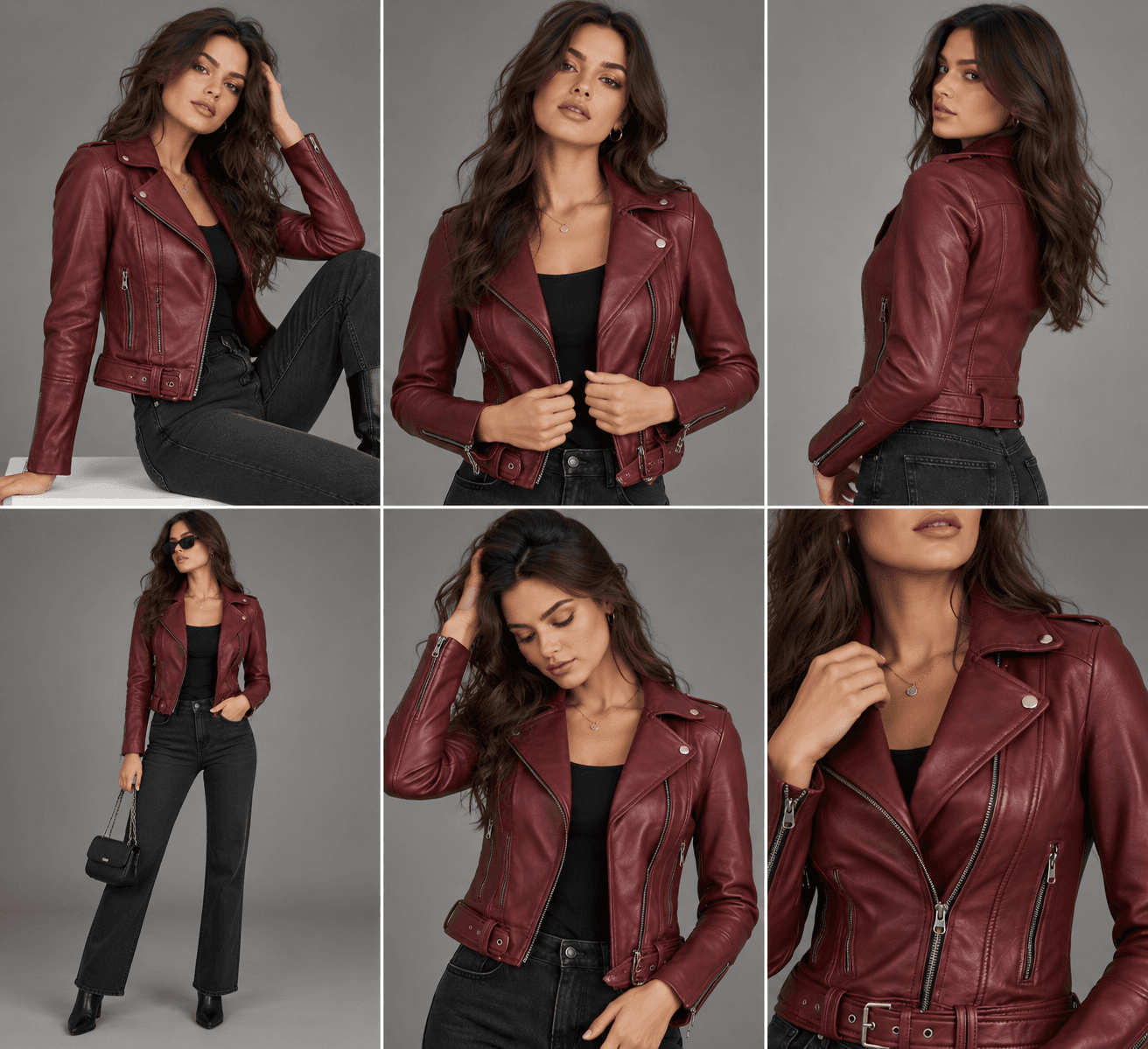 Women’s Maroon Leather Asymmetrical Motorcycle Jacket – Bold & Fearless